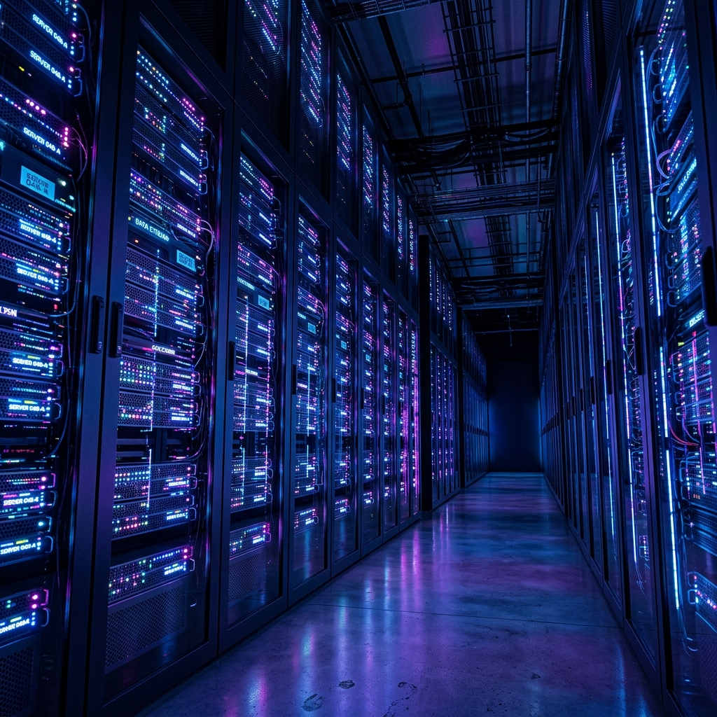 Glowing LED Server Racks